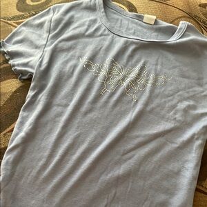 Light Blue Embellished Women's Top